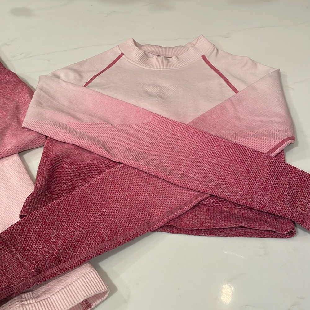 Pink Ombré Workout Crop Top and Tights